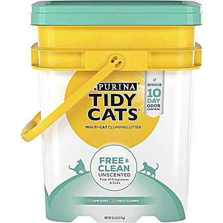 Tidy Cats Free & Clean Unscented Clumping Cat Litter, 35 lb