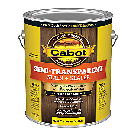  1 Gal Deck & Siding Semi-Transparent Stain + Sealer Cordovan Leather
