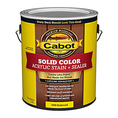 1 Gal Deck Solid Color Acrylic Stain + Sealer Redwood