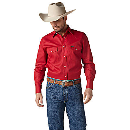 Men's Classic Snap Button Front Long Sleeve Shirt