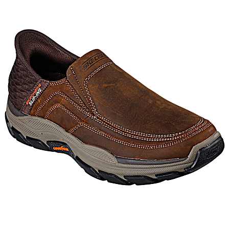 Men's Dark Brown Respected Moc Toe Slip-Ins