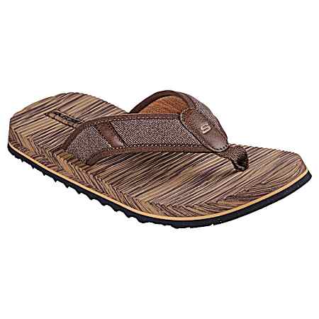 USA Men's Brown Tantric Canvas Flip Flop Sandals