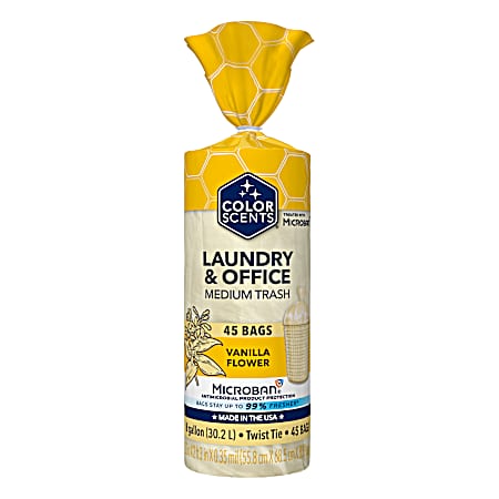 8 gal. Vanilla Flower Scent Medium Twist Tie Trash Bags, Yellow, - 45 Ct