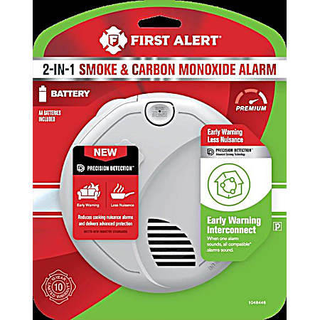 Interconnect Battery-Operated Smoke & CO Alarm with Voice & Location Alerts