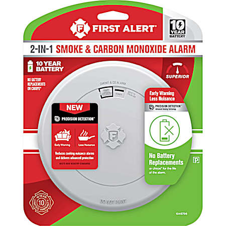 10-Year Battery 2-in-1 Smoke & CO Alarm with Slim Profile Design
