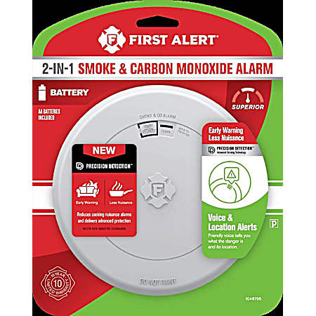 Battery Operated 2-in-1 Smoke & CO Alarm with Voice Alerts