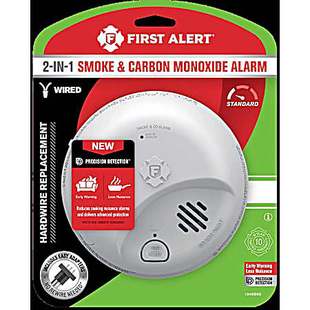 Interconnect Hardwire 2-in-1 Smoke and CO Alarm with Battery Backup