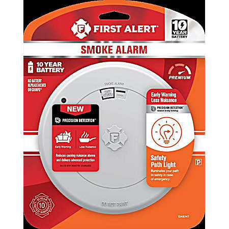 10-Year Sealed Battery Smoke Alarm with Safety Path Light