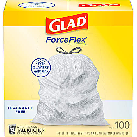 100 ct 13 Gallon Force Flex Fragrance Free - Draw String
