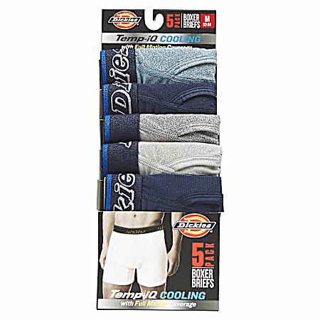 Men's Grey/Black/Blue Regular Boxer Brief - 5 Pk