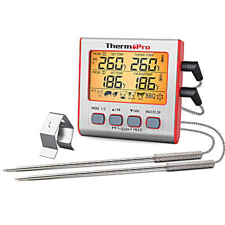 Silver/Black Dual-Probe Medium Cooking Thermometer