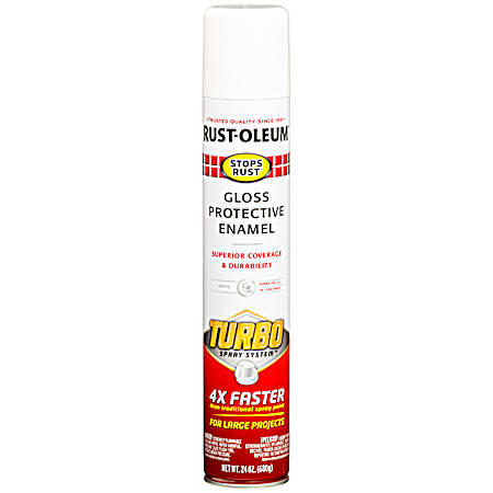 Stops Rust 24 oz Protective Enamel with Turbo Spray System - Gloss White