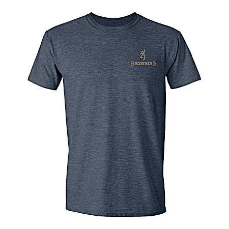 Heather Navy Antler Overlay Buckmark Tee