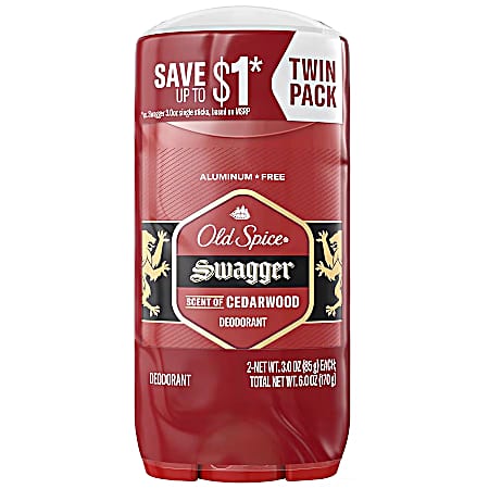 3 oz Red Collection Swagger Scent of Cedarwood Deodorant Twin Pack