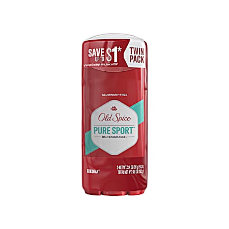 Men's 3.4 oz High Endurance Pure Sport Aluminum Free Deodorant - 2 Pk