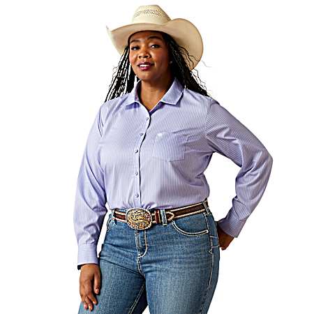 Women's Sweet Lavender Stripe Kirby Pro Button Front Shirt
