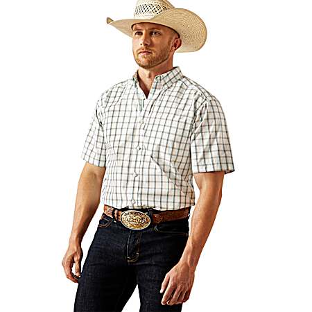 Men's White Grant Classic Fit Button Front Shirt