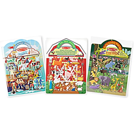 Puffy Sticker Book Bundle - Pirate, Safari and Farm