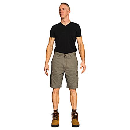Men's Olive Cotton Twill Cargo Shorts
