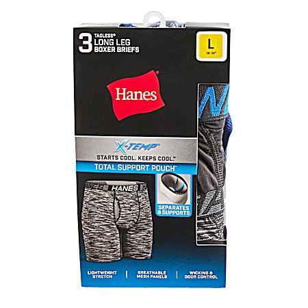 Men's Assorted Xtemp Performance Boxer Briefs w/ Support Pouch - 3 Pk