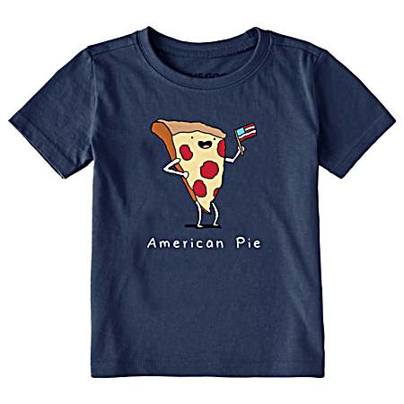 Toddler Darkest Blue American Pizza Pie Short Sleeve Shirt