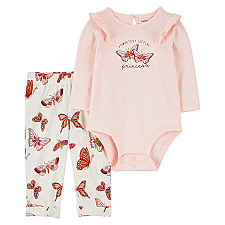 Infant Girls' Pink Butterfly Set - 2 Pc