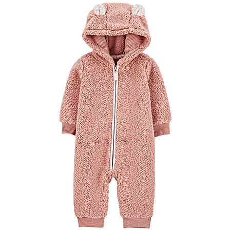 Infant Pink Bear One Piece Jumpsuit