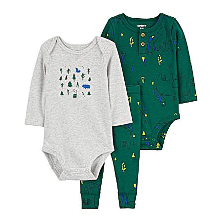 Infant Boys' Green/Grey Outdoor Set - 3 Pc