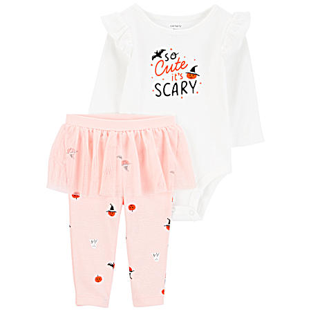 Infant Girls Pink/White Halloween Set - 2 Pc