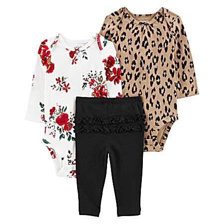 Infant Girls' Floral/Cheetah Set - 3 Pc