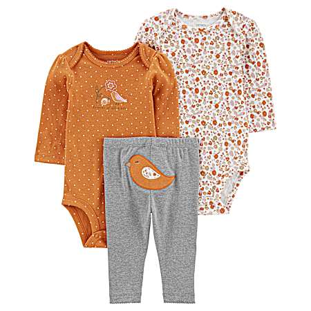 Infant Girls' Rust Floral Set - 3 Pc