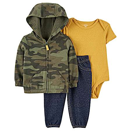 Infant Boys' Green/Mustard Camo Set - 3 Pc