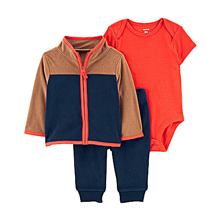 Infant Boys' Navy/Brown Set - 3 Pc