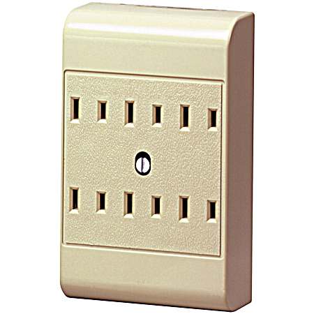 6-Outlet Ivory Plug-In Adapter