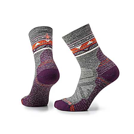 Women's Ash Charcoal Hike Zig Zag Valley Mid Crew Socks