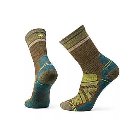 Men's Winding Trail Military Olive Light Cushion Hiking Crew Socks