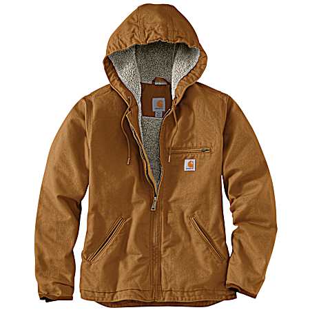 Women's Loose Fit Washed Duck Sherpa-Lined Jacket