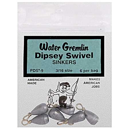 6 Pk. Dipsey Swivel Sinkers - Size 3/16