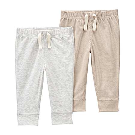 Infants Neutral/Beige Pull-On Pants - 2 Pk