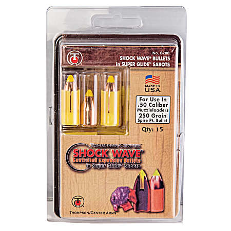 Shock Wave .50 Caliber Muzzleloader Bullets - 15 Pk
