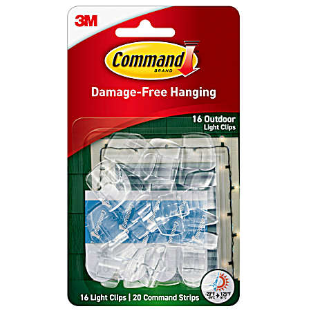 Clear Outdoor Light Clips w/ Foam Strips - 16 Pk