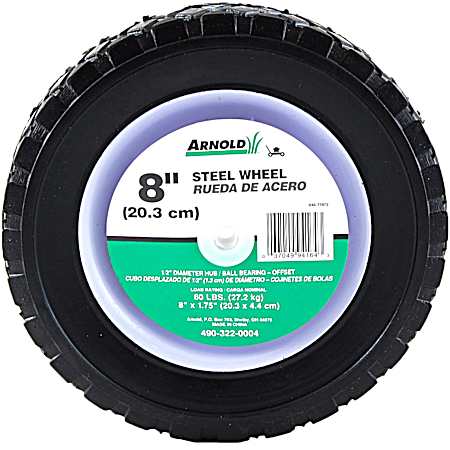 Arnold 8 in Steel Wheel w/ Diamond Tread & Ball Bearing