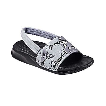 Little Kids' Grey Camo Shark One Slide Sandals