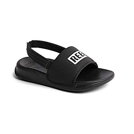 Little Kids' Logo Black/White One Slide Sandals