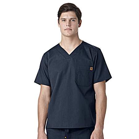 Men's Ripstop Navy Short Sleeve Scrub Shirt