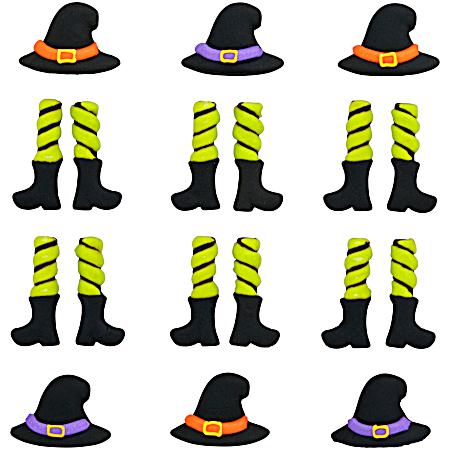 Witch Hat and Legs Royal Icing Decorations - 12 Ct