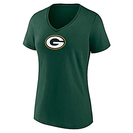 Ladies' Green Bay Packers V-Neck Short Sleeve T-Shirt