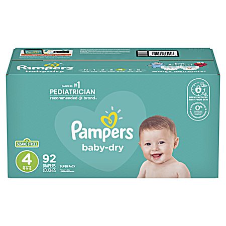 Baby Dry Super Pack Size 4 Diapers - 92 Ct
