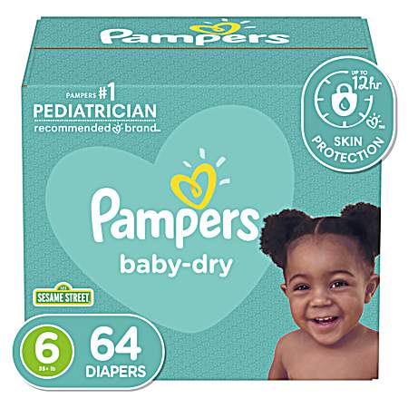 Baby Dry Super Pack Size 6 Diapers - 64 Ct