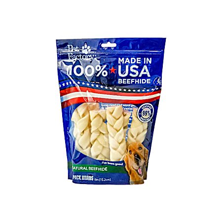 6 in Beefhide Braid Dog Chews - 6 pk